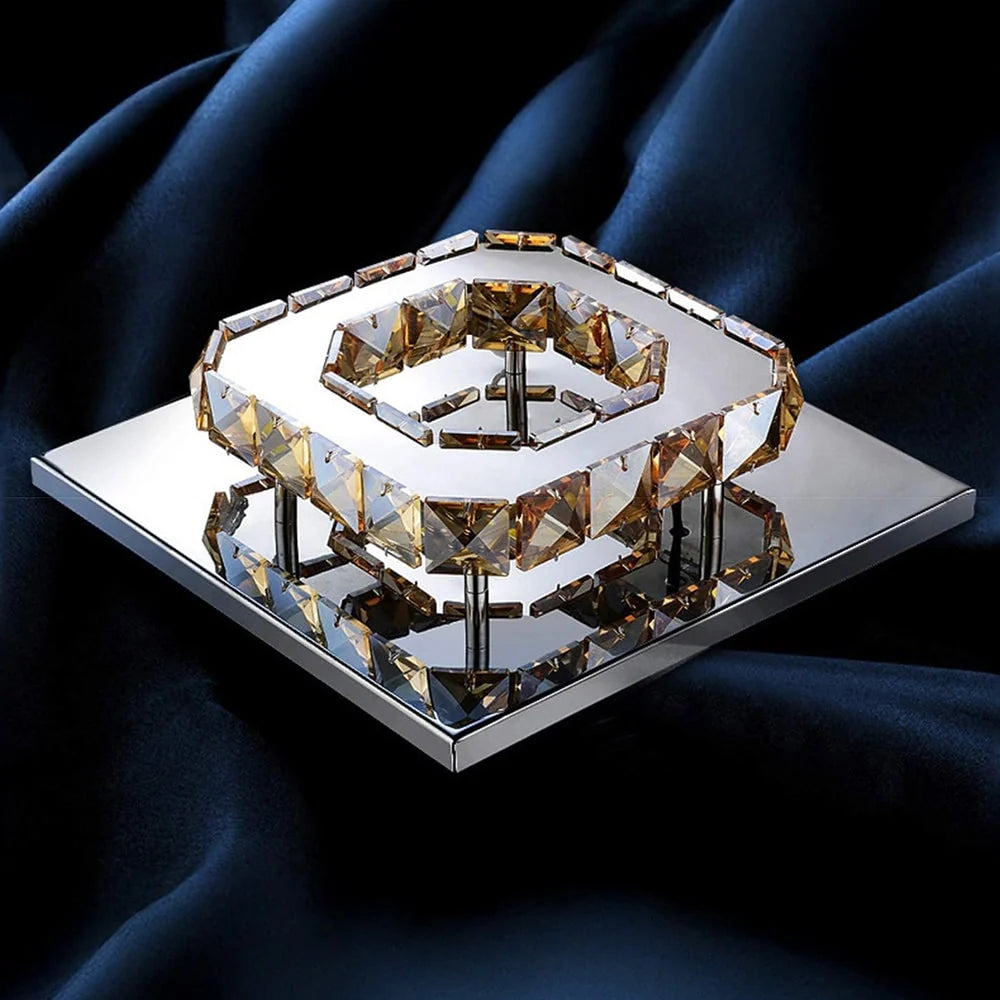 Flush Mount Ceiling Light Square Crystal Integrated LED