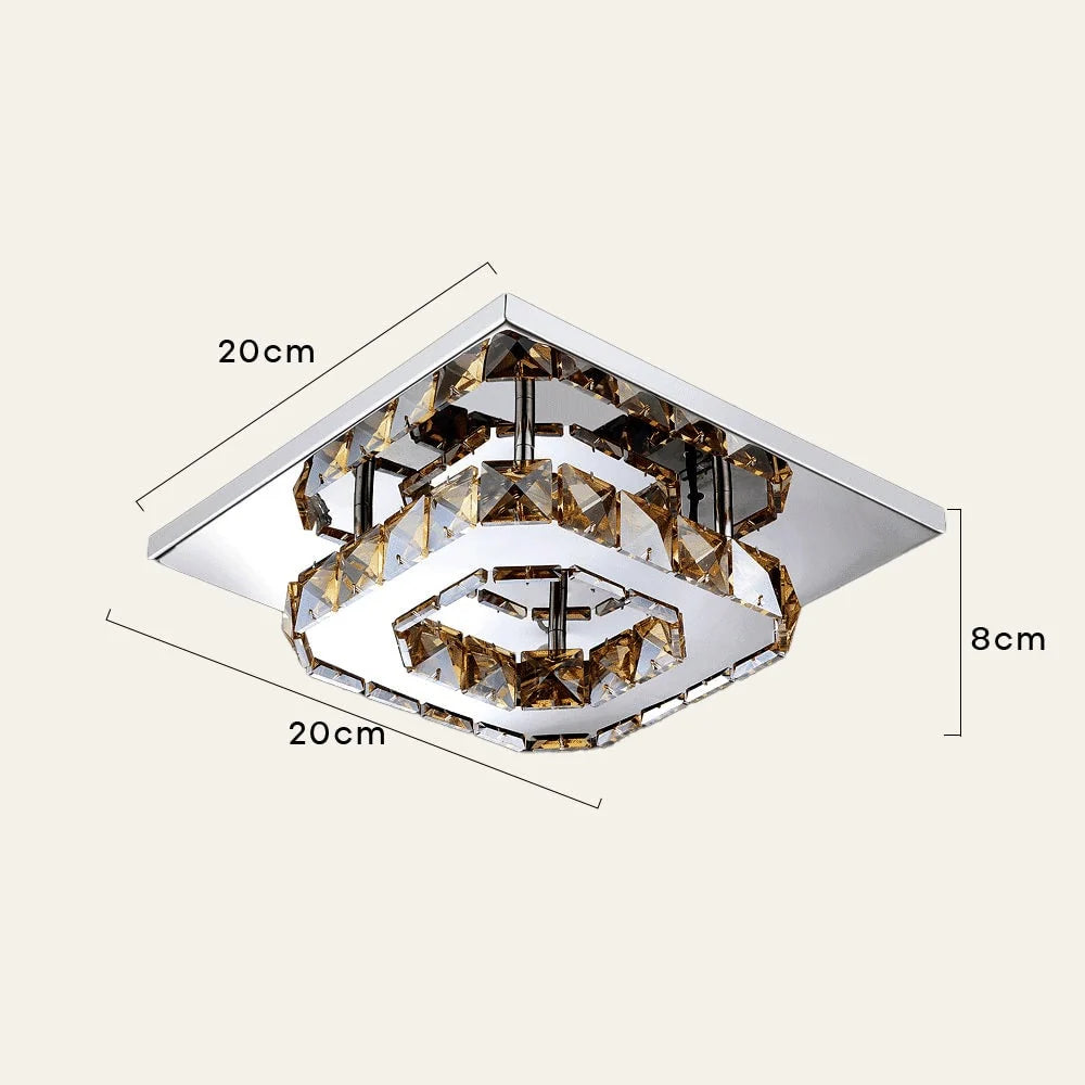 Flush Mount Ceiling Light Square Crystal Integrated LED