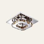 Flush Mount Ceiling Light Square Crystal Integrated LED