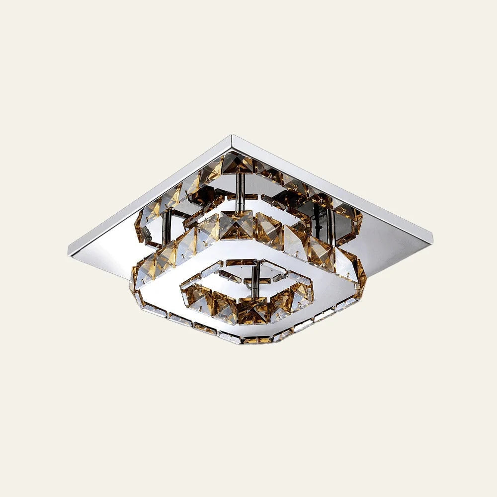 Flush Mount Ceiling Light Square Crystal Integrated LED
