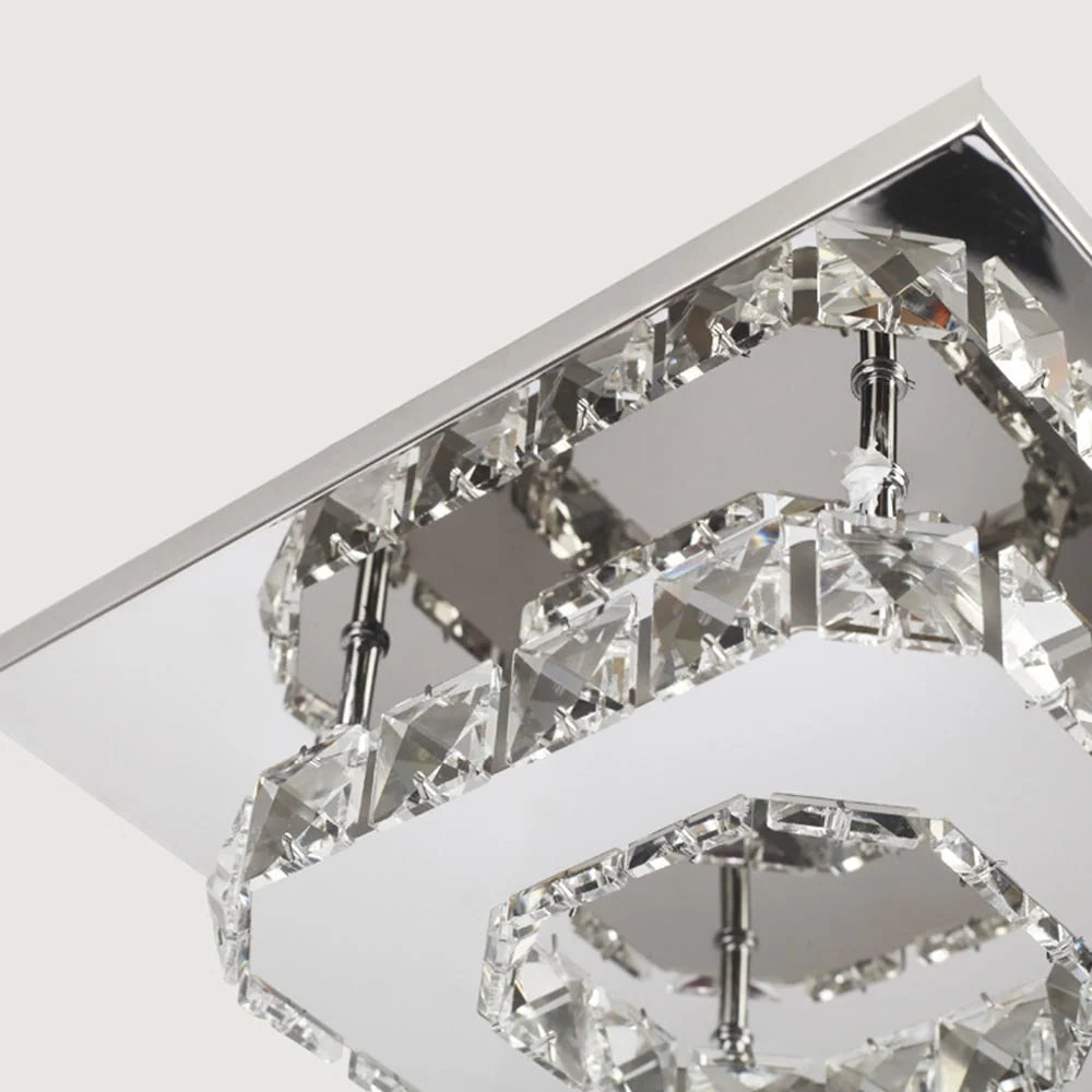 Flush Mount Ceiling Light Square Crystal Integrated LED