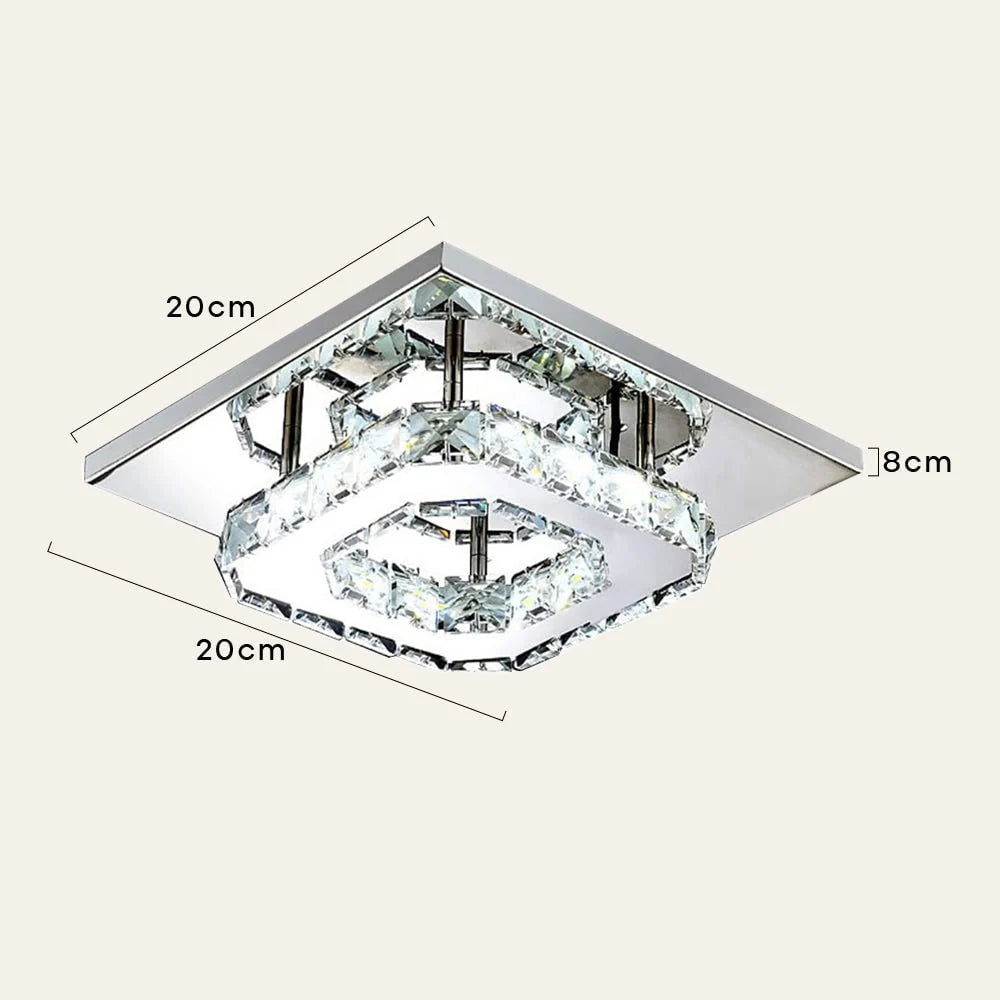 Flush Mount Ceiling Light Square Crystal Integrated LED