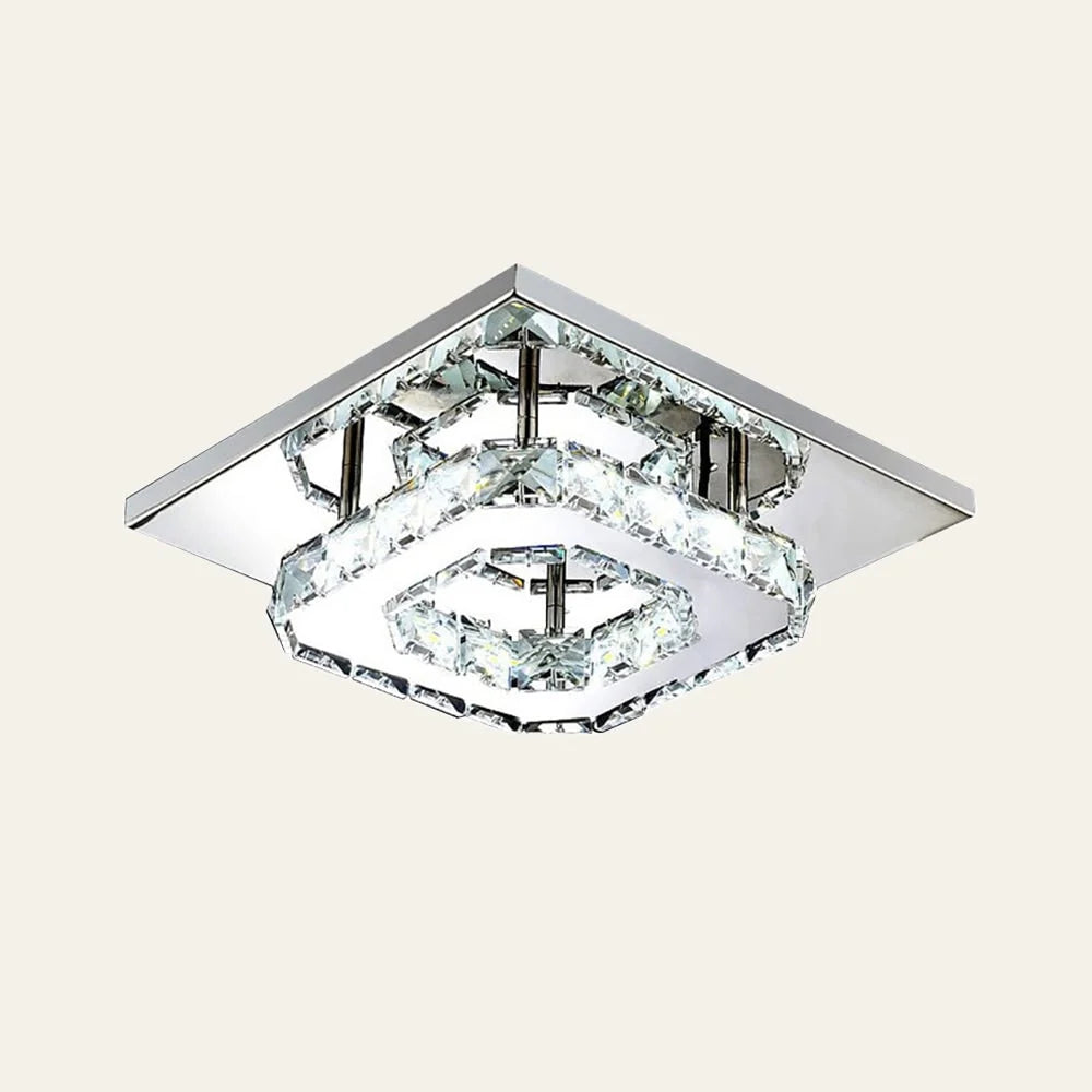 Flush Mount Ceiling Light Square Crystal Integrated LED