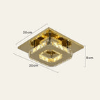 Flush Mount Ceiling Light Square Crystal Integrated LED