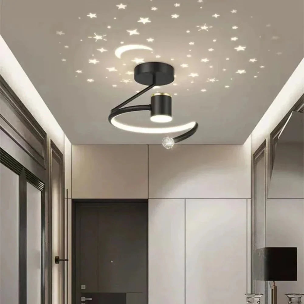 Flush Mount Ceiling Light Starry Projection Dimmable Warm LED