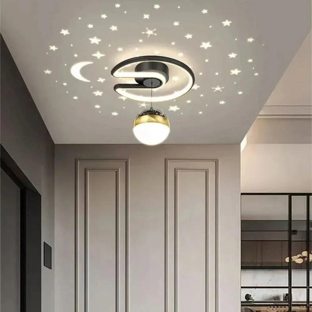 Flush Mount Ceiling Light Starry Projection Dimmable Warm LED