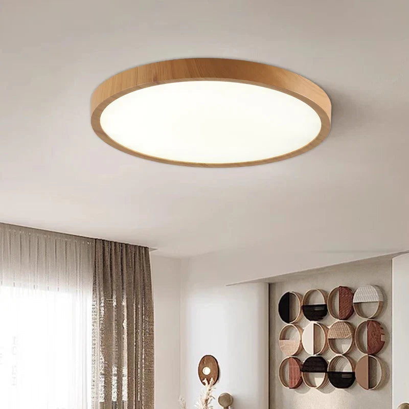 Flush Mount Ceiling Light Ultra-Thin Integrated LED Wood-Grain Frame