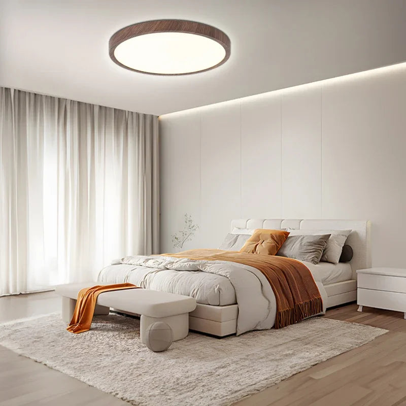 Flush Mount Ceiling Light Ultra-Thin Integrated LED Wood-Grain Frame
