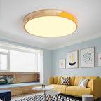 Flush Mount Ceiling Light Wood Accent Integrated LED Dimmable