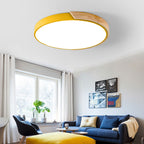 Flush Mount Ceiling Light Wood Accent Integrated LED Dimmable