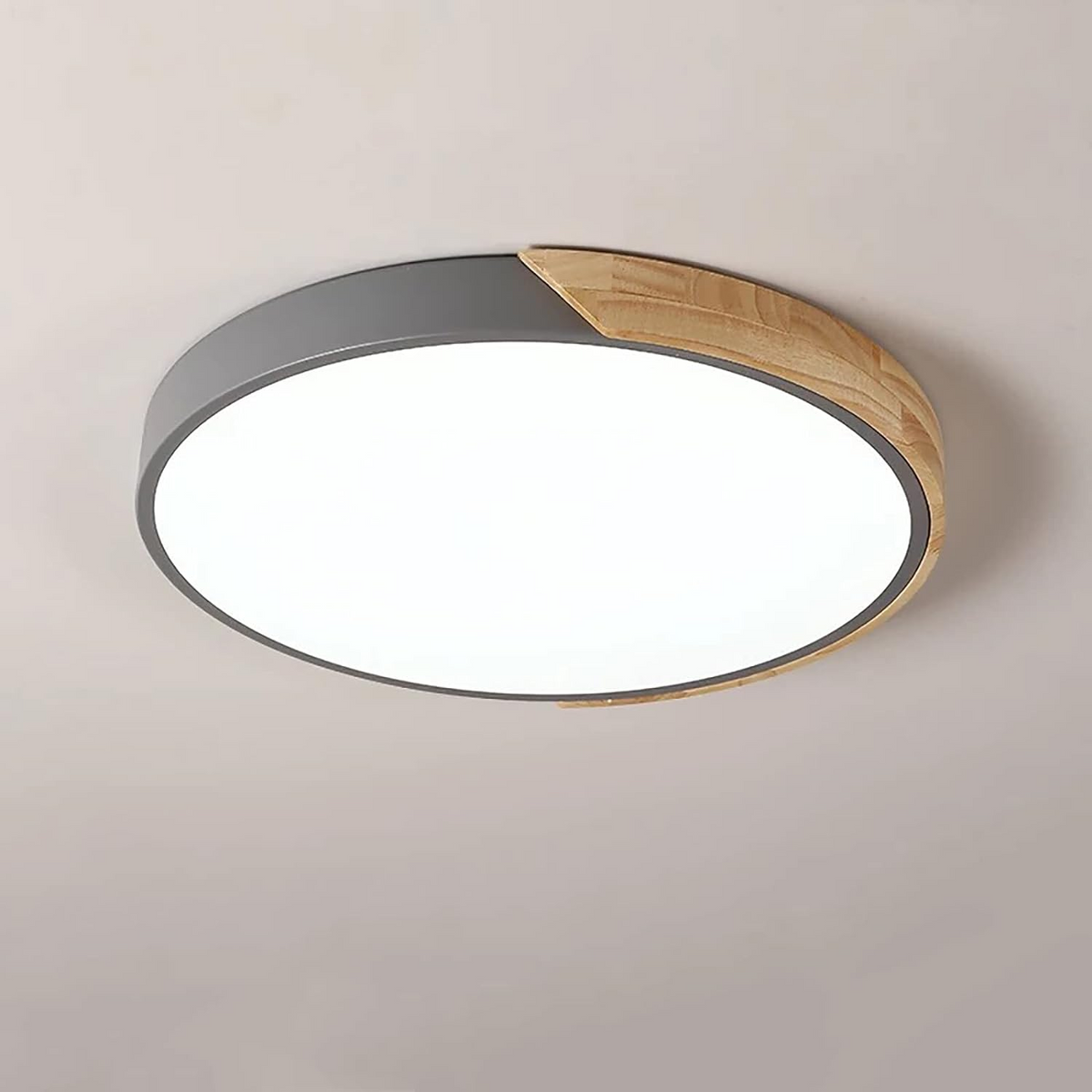 Flush Mount Ceiling Light Wood Accent Integrated LED Dimmable