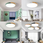 Flush Mount Ceiling Light Wood Accent Integrated LED Dimmable