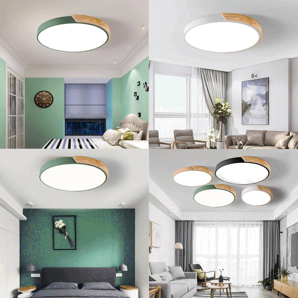 Flush Mount Ceiling Light Wood Accent Integrated LED Dimmable