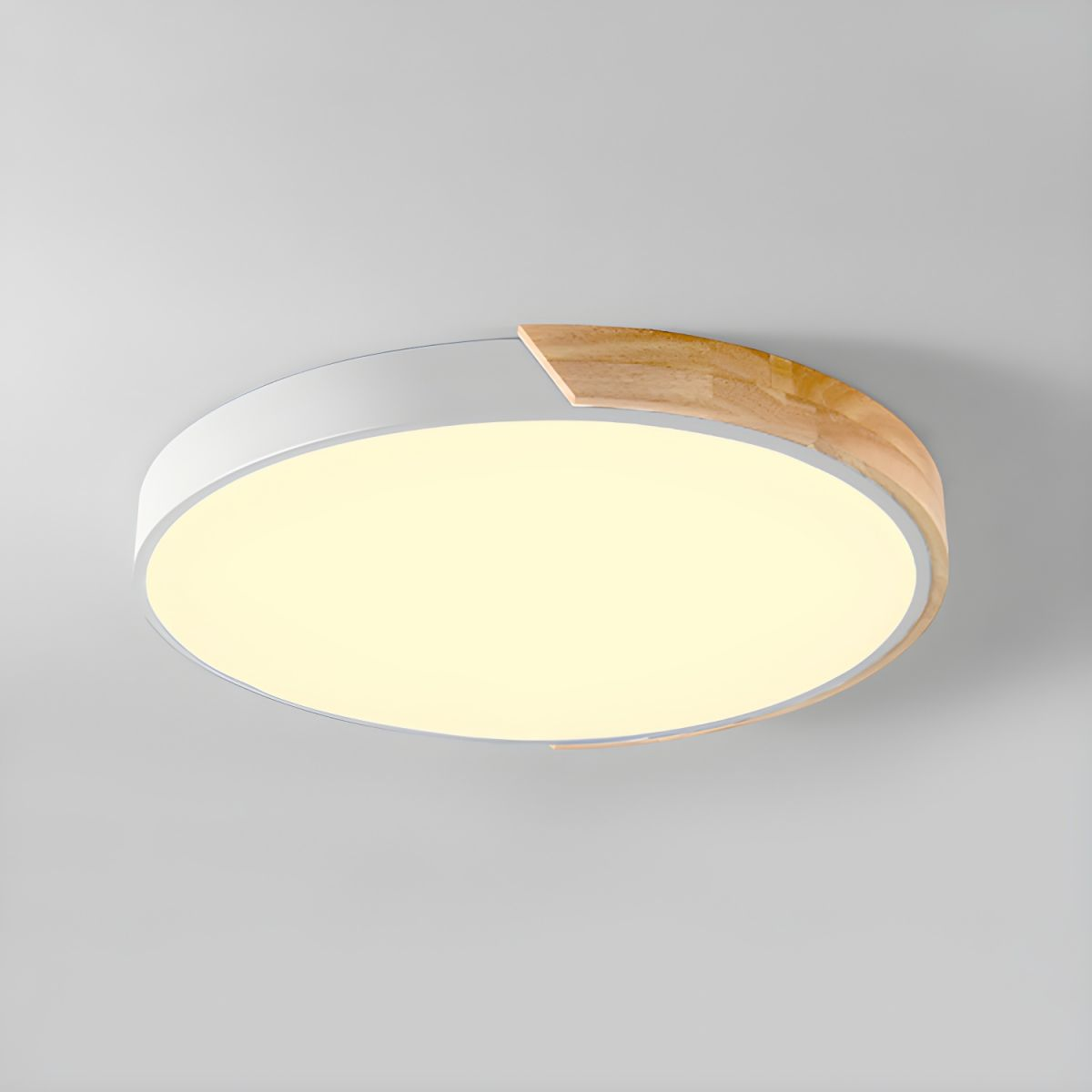 Flush Mount Ceiling Light Wood Accent Integrated LED Dimmable