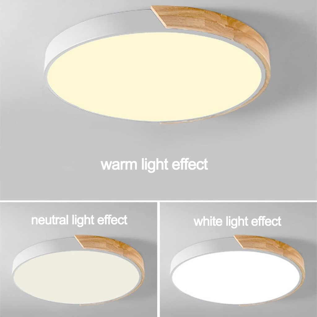 Flush Mount Ceiling Light Wood Accent Integrated LED Dimmable