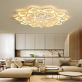 Flush Mount Chandelier Crystal Dimmable LED Remote Control