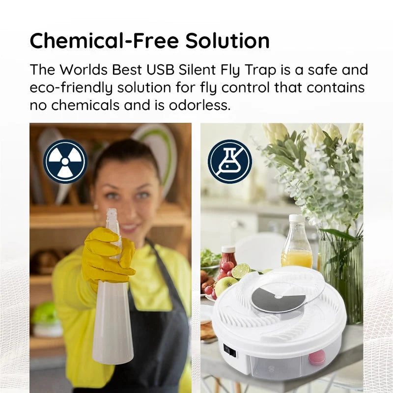 Fly Trap USB-Powered Silent & Chemical-Free
