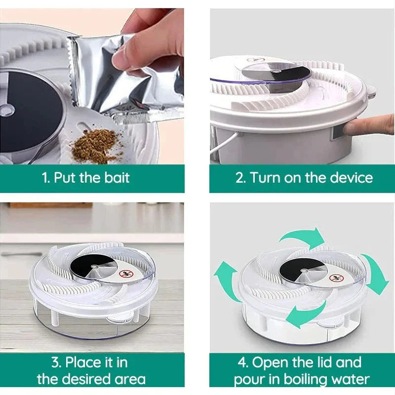 Fly Trap USB-Powered Silent & Chemical-Free