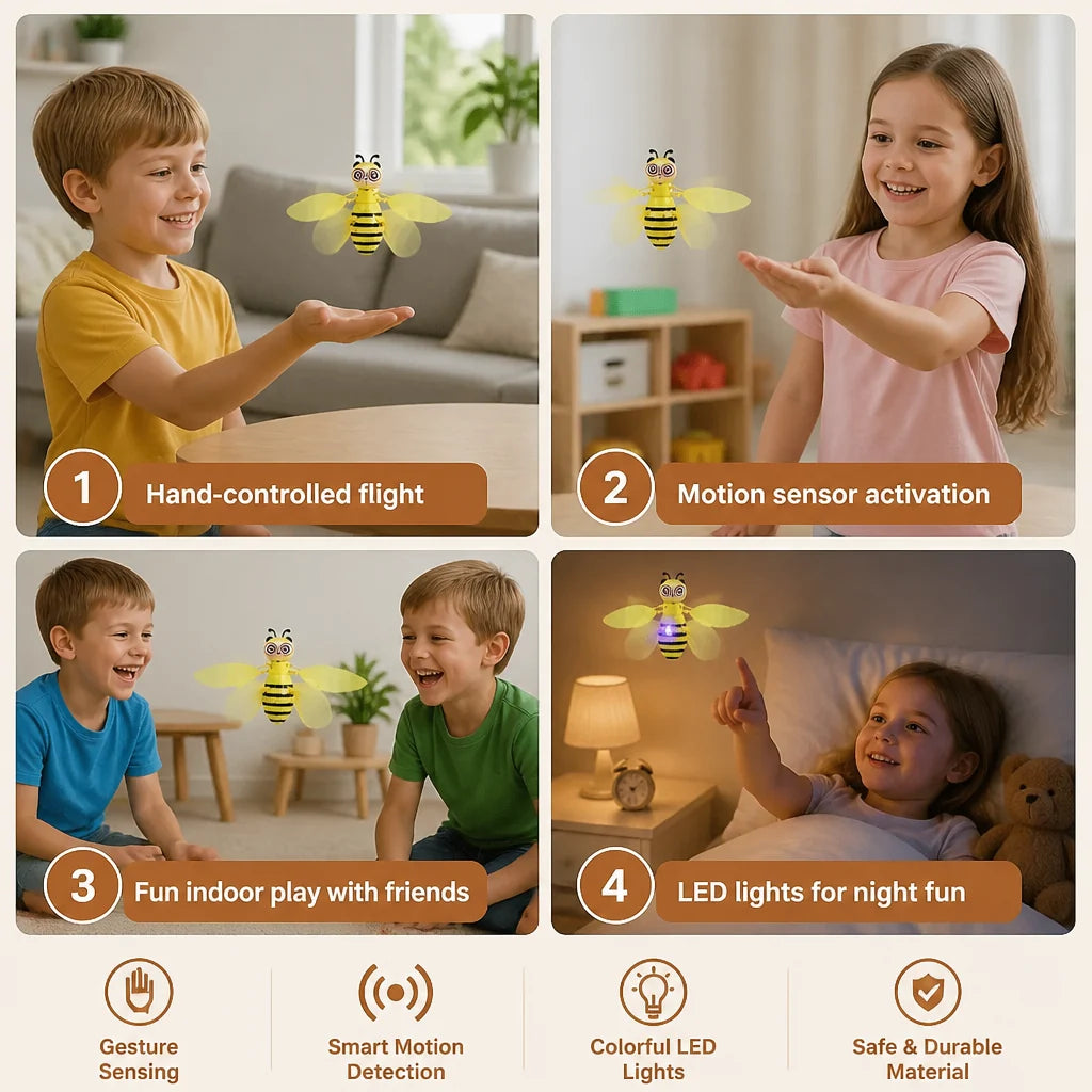 Flying Bee Toy Hands-Free Motion Sensor LED
