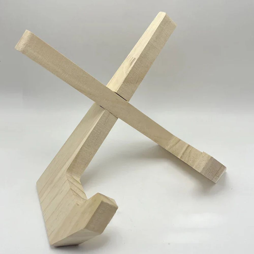 Fold-Flat Pine X-Frame Book & Tablet Stand