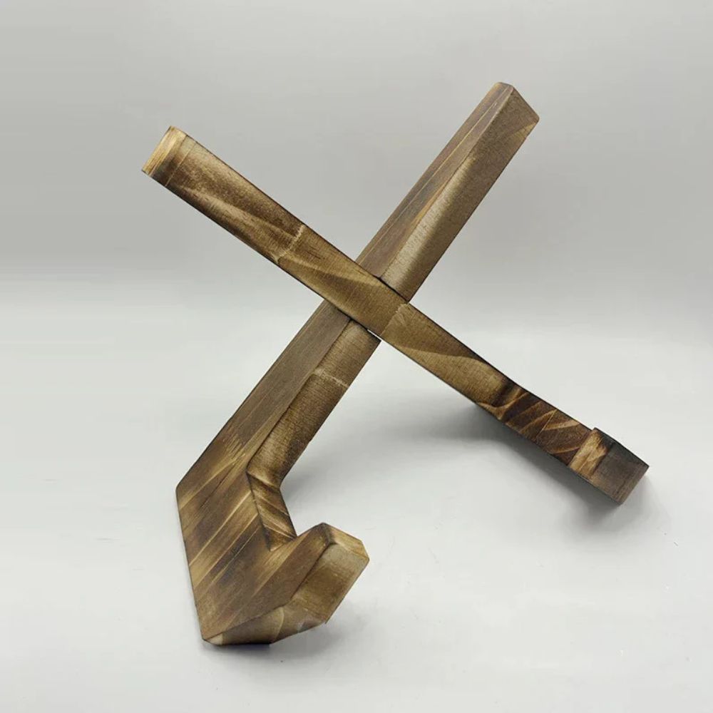 Fold-Flat Pine X-Frame Book & Tablet Stand