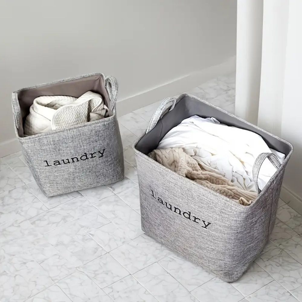 Foldable Microfiber Laundry Basket (Reinforced Handles)