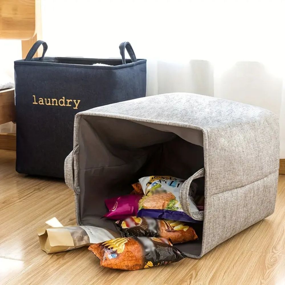Foldable Microfiber Laundry Basket (Reinforced Handles)