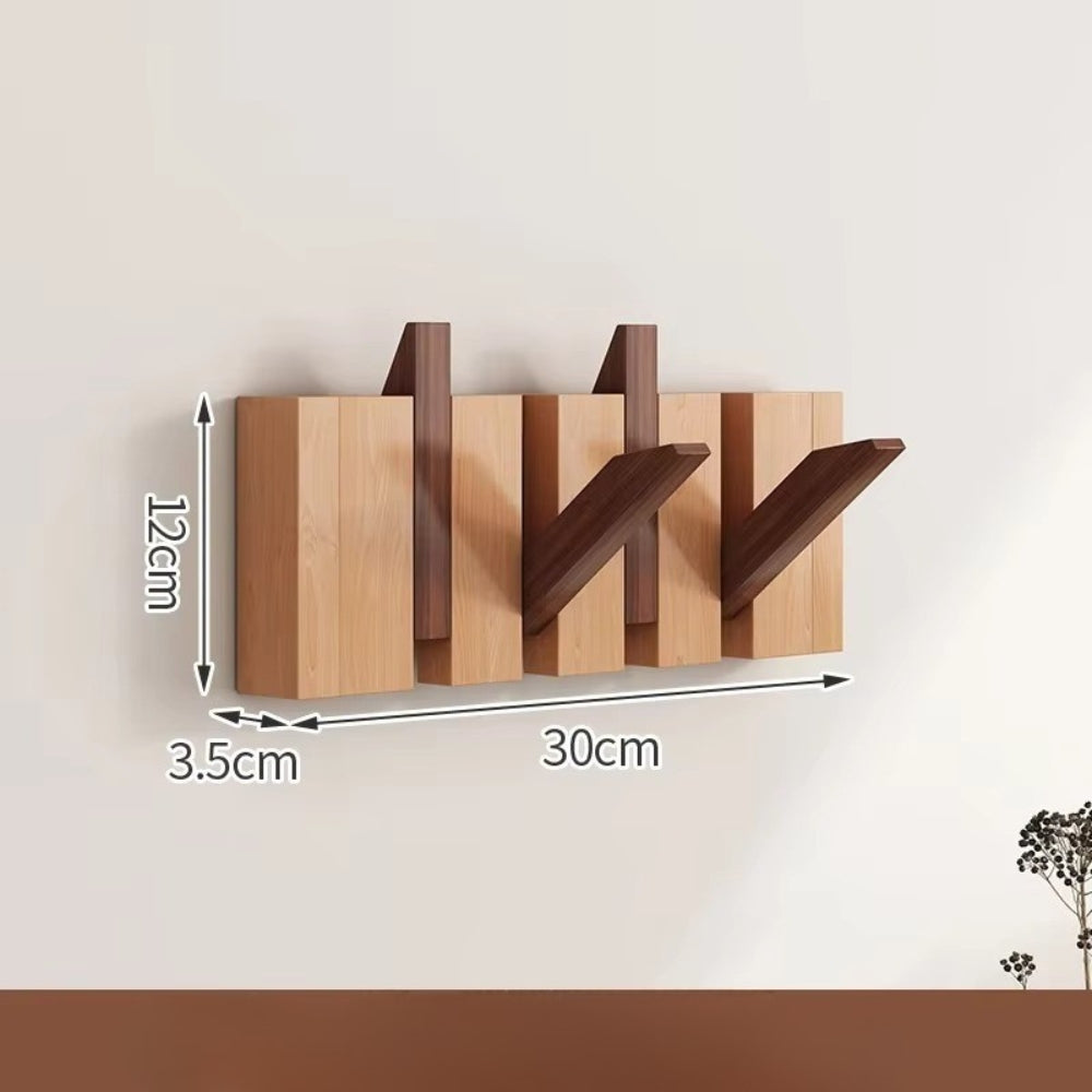 Foldable Natural Wood Piano Key Wall Hook Rack