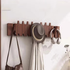 Foldable Natural Wood Piano Key Wall Hook Rack