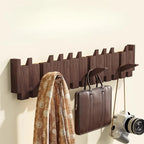 Foldable Natural Wood Piano Key Wall Hook Rack