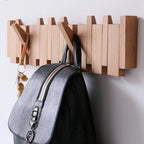 Foldable Natural Wood Piano Key Wall Hook Rack