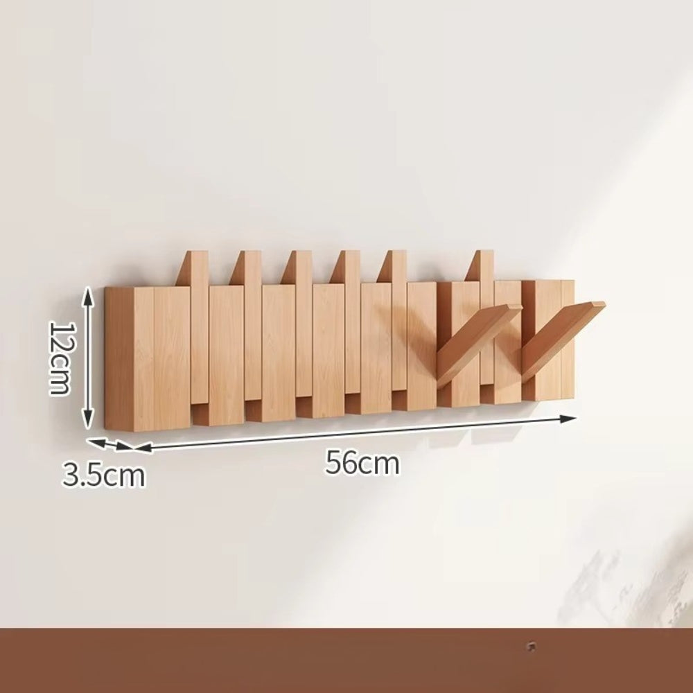 Foldable Natural Wood Piano Key Wall Hook Rack