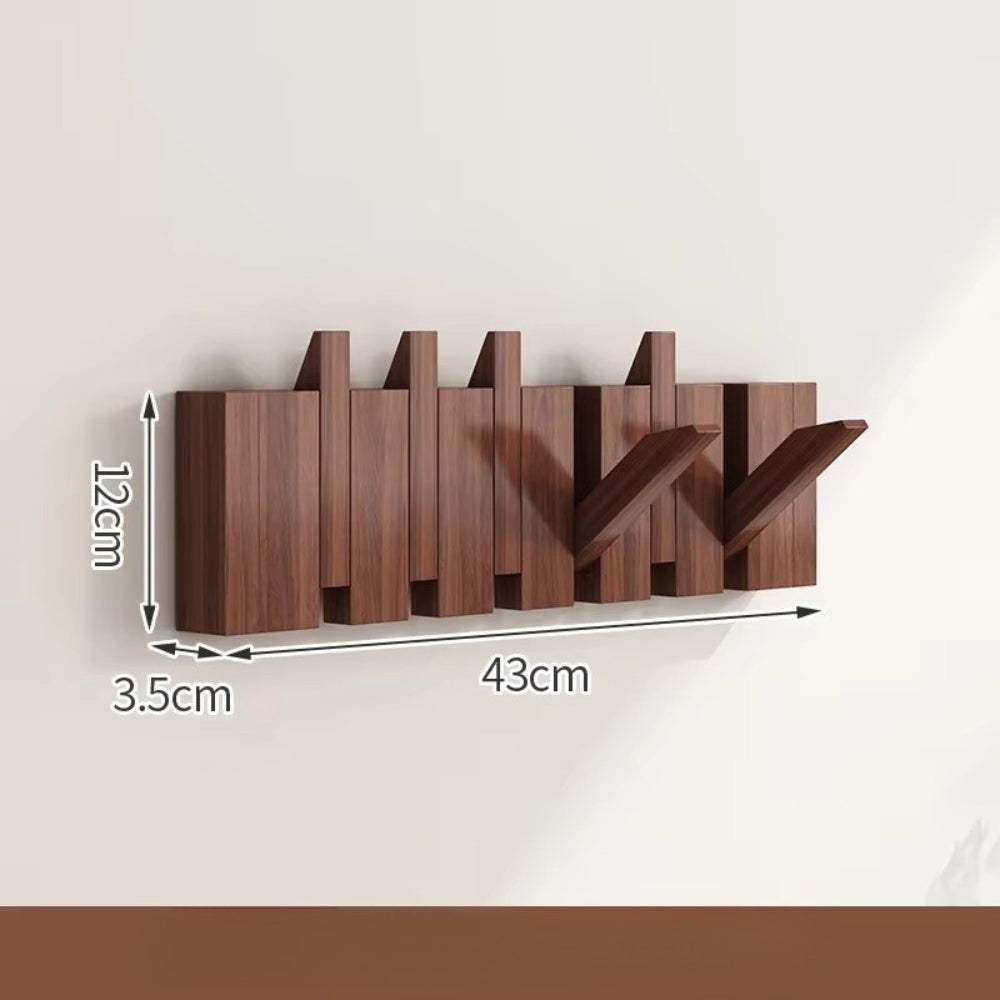 Foldable Natural Wood Piano Key Wall Hook Rack