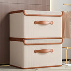 Foldable Storage Box Fitted Lid & Leather Handles