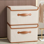 Foldable Storage Box Fitted Lid & Leather Handles