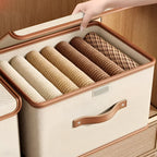Foldable Storage Box Fitted Lid & Leather Handles