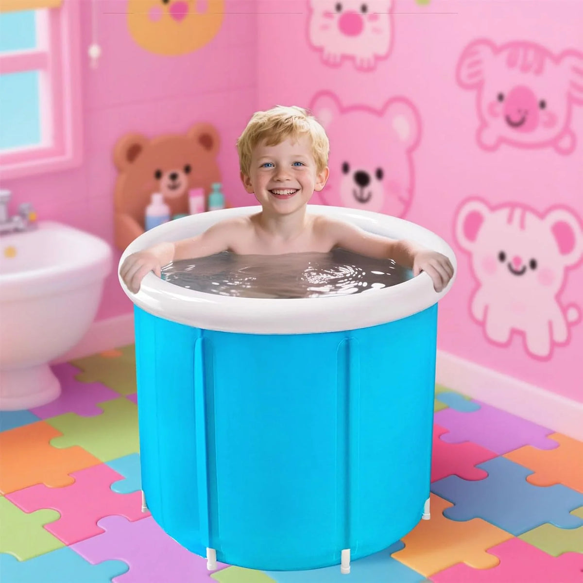 Folding Bathtub Portable Leakproof PVC Adult & Child