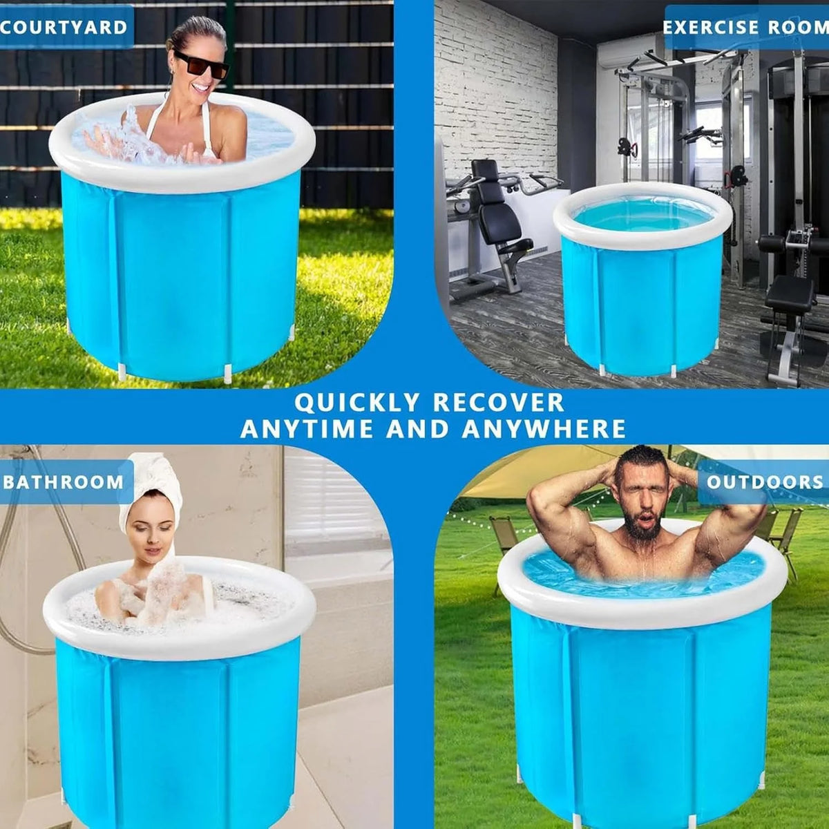 Folding Bathtub Portable Leakproof PVC Adult & Child