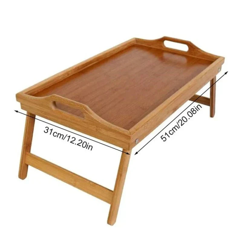 Folding Bed Tray Natural Bamboo Stable Surface