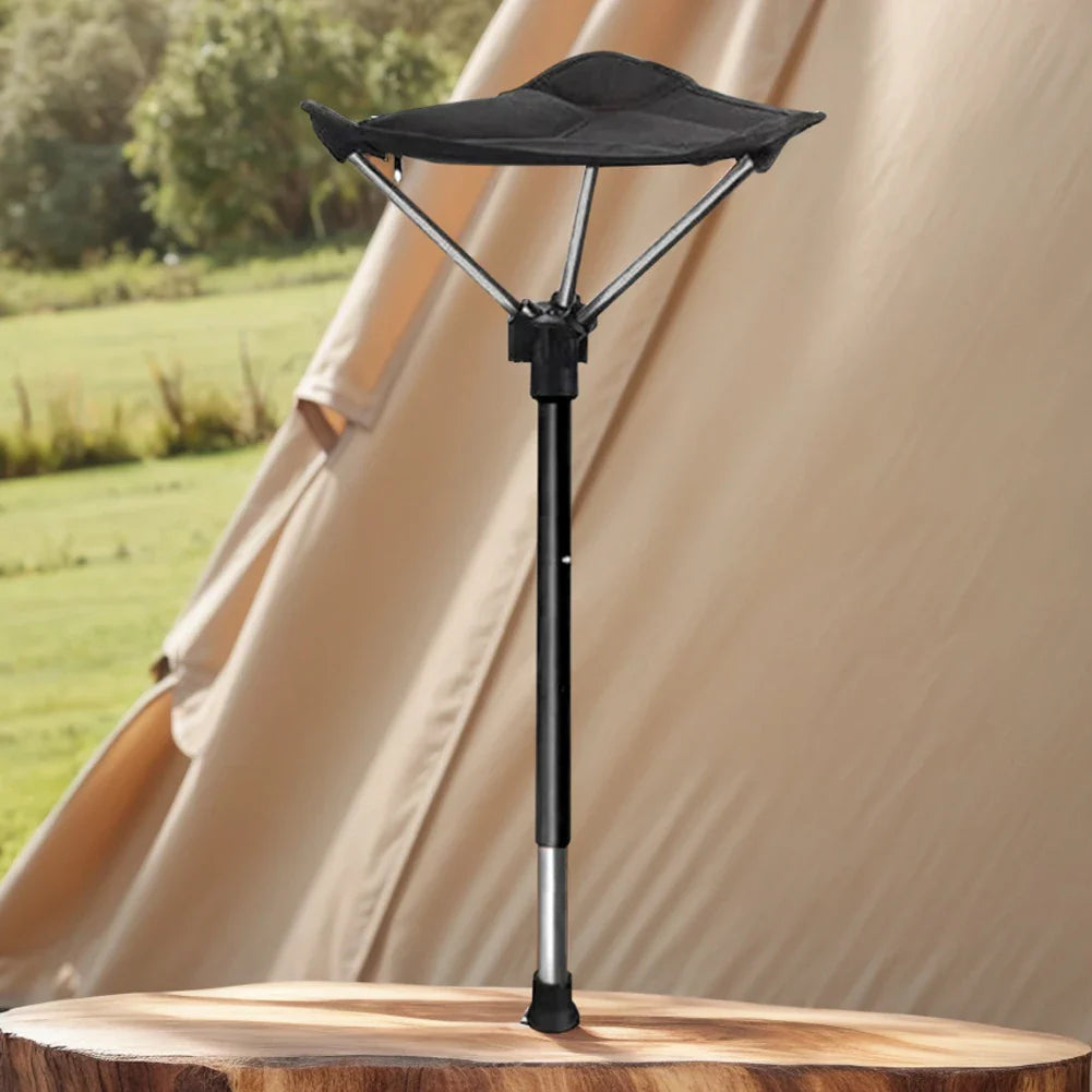 Folding Camping Stool Adjustable Height Lightweight Aluminum Frame