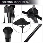 Folding Camping Stool Adjustable Height Lightweight Aluminum Frame