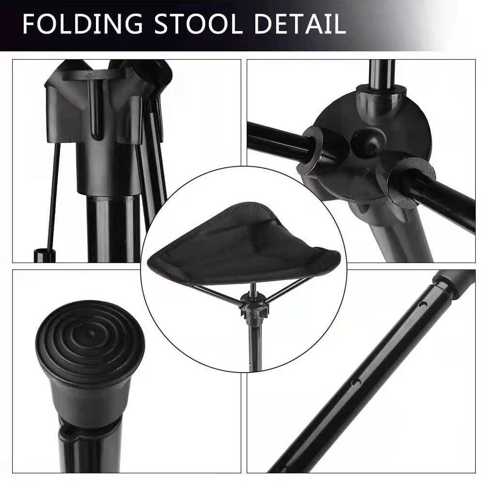 Folding Camping Stool Adjustable Height Lightweight Aluminum Frame