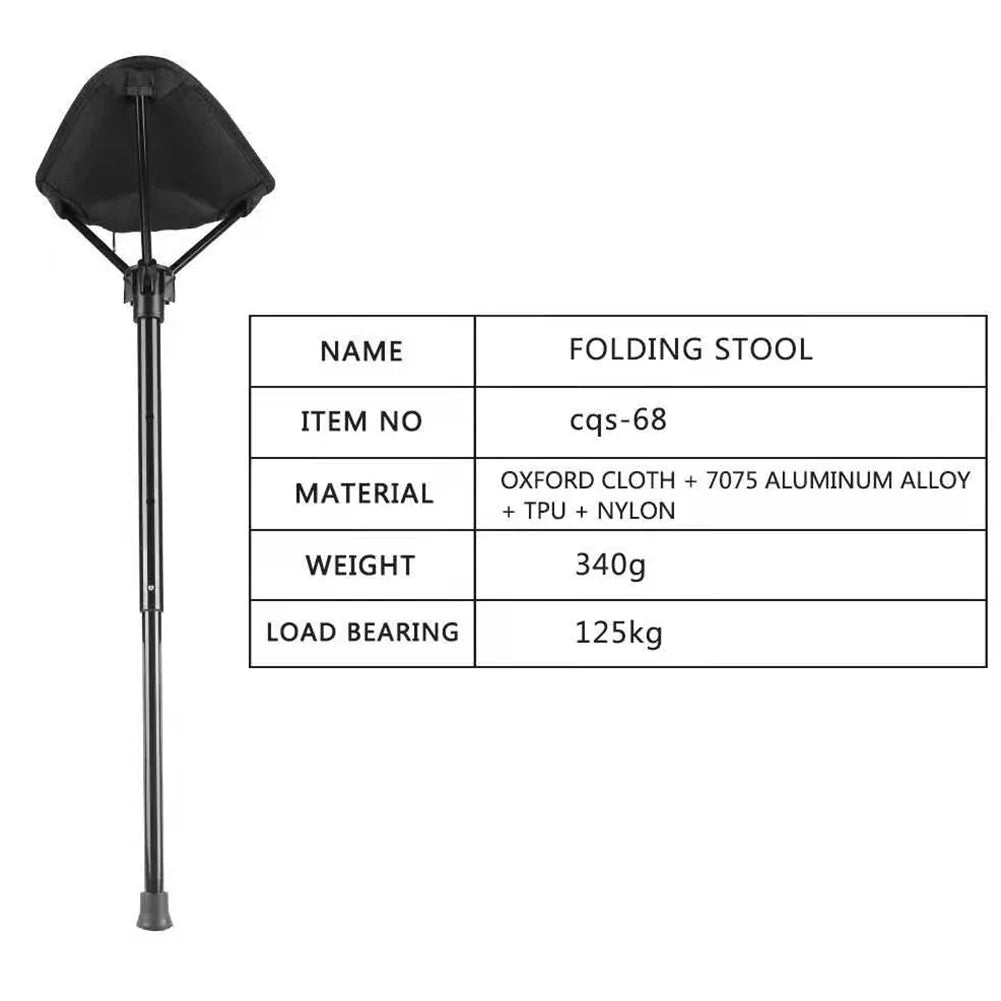 Folding Camping Stool Adjustable Height Lightweight Aluminum Frame