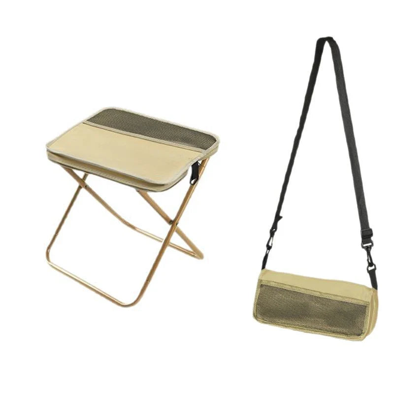Folding Camping Stool Compact Foldable Steel X-Frame 331 lb
