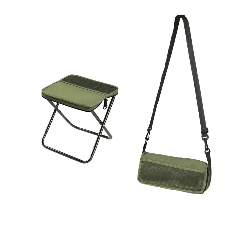 Folding Camping Stool Compact Foldable Steel X-Frame 331 lb