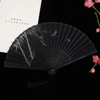 Folding Hand Fan Floral Bamboo Ribs Compact