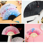Folding Hand Fan Floral Bamboo Ribs Compact