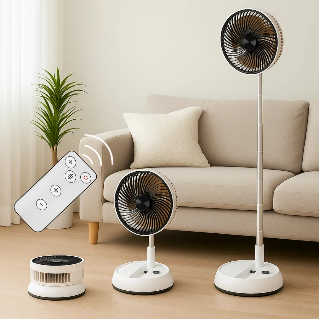 Folding Oscillating Fan Remote-Controlled 3-Speed Collapsible