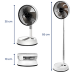 Folding Oscillating Fan Remote-Controlled 3-Speed Collapsible