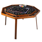 Folding Poker Table Oak Wood & Steel Legs 8-Player
